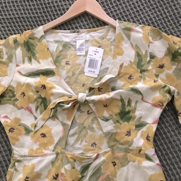 L SPACE Floral Tie front cut out Dress-Sz M (NWT) - Picture 5 of 10